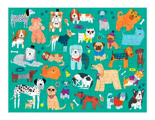 Rompecabezas 100 Piezas Puzzle 2 En 1 Gatos Perros Niños
