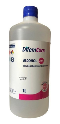 Alcohol 70° Desnaturalizado Difempharma 1 Litro X Pack6