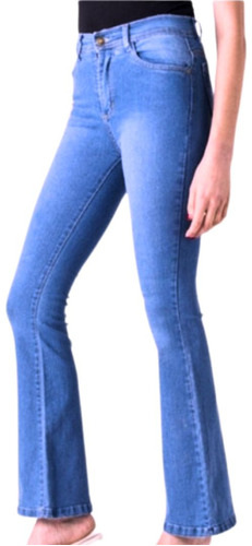 Jeans Oxford Celeste Elastizado Tiro Alto