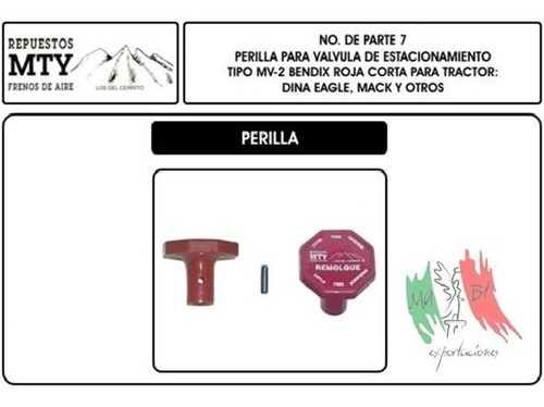 Frenos De Aire Perilla Mty 7 Para Válvula De Estacionamiento