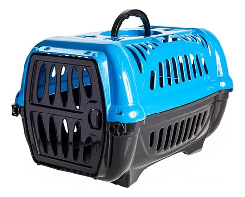 Caixa De Transporte Gato Cachorro Pequena Azul N1 Jel Plast