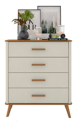 Cômoda Maitê Em Mdf Com 4 Gavetas Fabrimóveis Cor Nature/off White