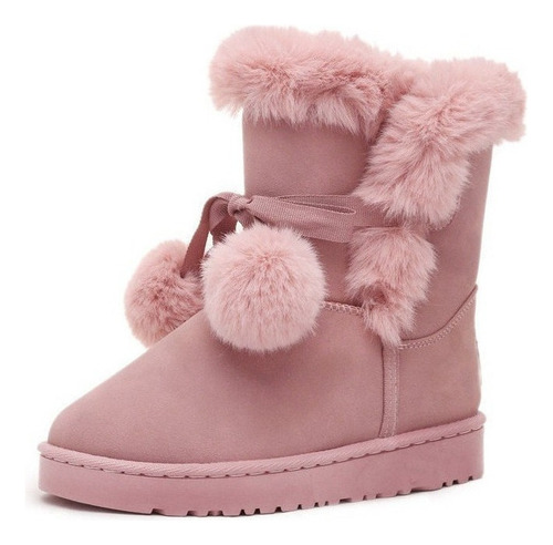 Botas De Nieve Cálidas De Piel Para Mujer Zapatos De Gamuza