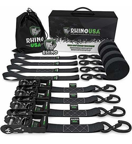 Correas De Atado Para Motocicleta- Rhino Usa - X4 Und, Negro