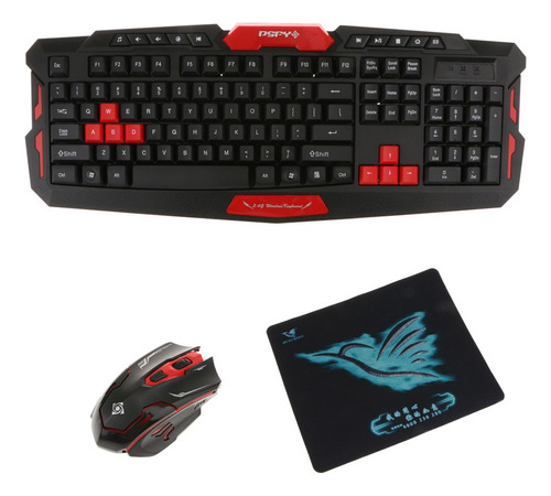 H Mouse Y Teclado Inalámbricos Para Computadora Negro Y Rojo