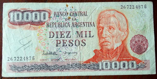 Argentina 10000 Pesos Ley 18188 1976/1982 Serie G La Plata