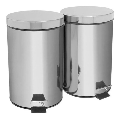 Set De 2 Pzas. Botes De Basura Acero Inox. 7 Ltrs. Practicos