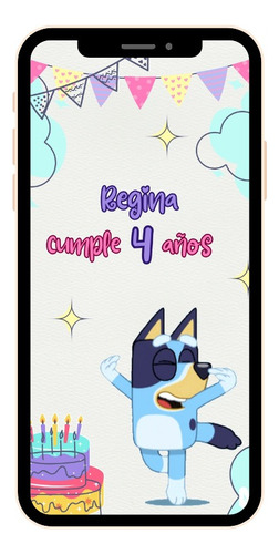 Invitación Digital Bluey Video Animado Cumpleaños Fiesta
