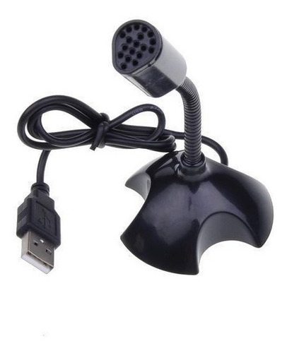 Microfono Anera Cuello De Ganzo Con Pedestal Usb 2.0 Negro