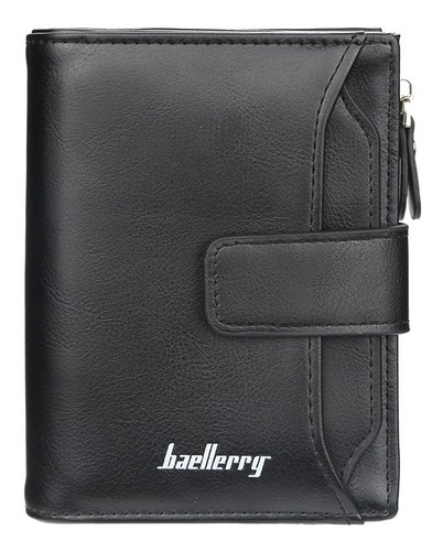 Billetera Baellerry D3218 con diseño LIso color negro de cuero pu premium de 3 capas, línea de poliéster y material de forro interno en poliéster 1000d, suave y delicado al tacto. - 13cm x 9cm x 3cm