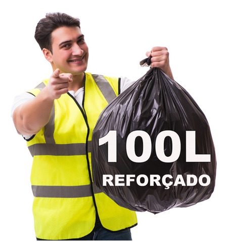 Imagem 1 de 6 de Saco De Lixo 100 Litros Reforçado 100 Unidades 