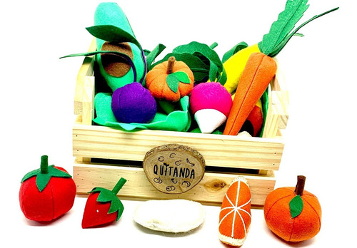 Imagem 6 de 6 de Comidinha Feltro Kit Pedagógico Frutas Legumes No Caixote Gr