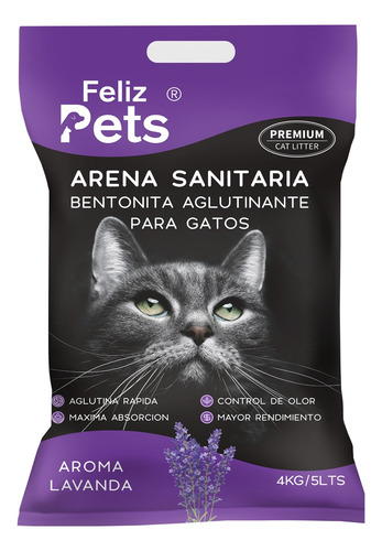 Arena Sanitaria Aglutinante Para Gatos Feliz Pets 20 Kg