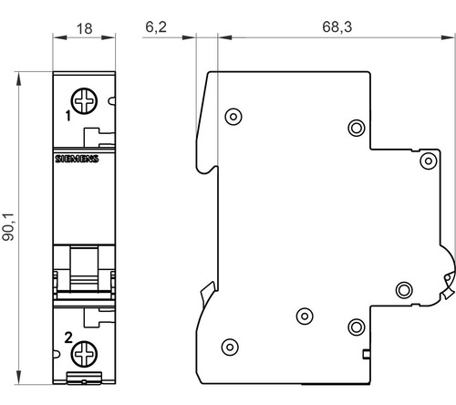 Interruptor Termomagnético Para Riel Din 1 Polo 16 A Siemens