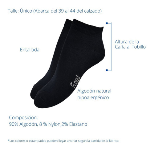 Imagen 3 de 7 de Pack X6 Floyd Soquetes Corto Hombre Liso Art 1414 Negro A.e