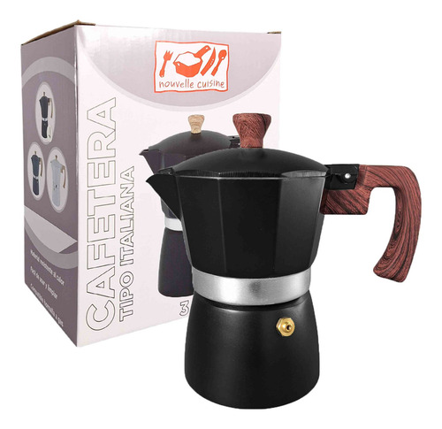 Cafetera Aluminio Tipo Italiana 3 Pocillos Espresso Cafe Bz3 Color Negro 1201430
