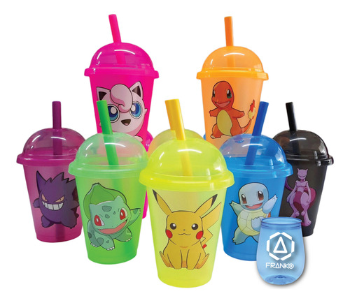 Recuerdo Vaso Dulcero Domo Decorados Pokemon 20 Pz Reusable