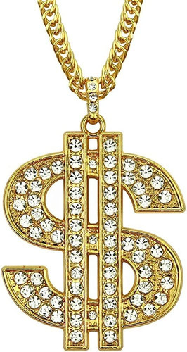 Cadena Chapada En Oro Con Colgante De Signo De Dólar, Collar