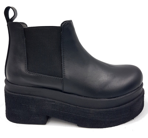 Bota Borcego Con Elastico De Mujer Cuero Plataforma Bmd435