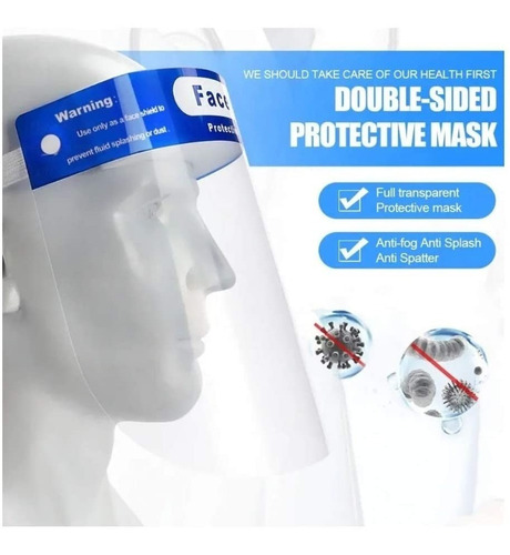 3 Pzs Máscara Transparente De Protección Facial Careta