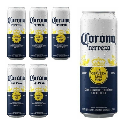 Pack X6 Latas Cerveza Corona 410ml. Quirino Bebidas