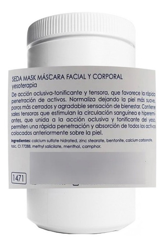 Imagen 2 de 5 de Yesoterapia Seda Mask Facial Y Corpotal Dr. Fontboté 1k