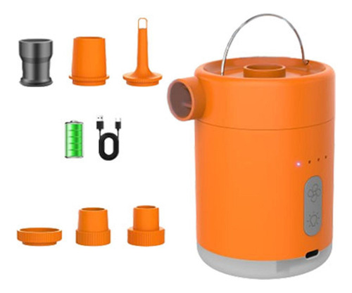 Bomba Eléctrica Recargable Para Inflar Y Desinflar Naranja