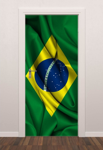 Imagem 1 de 8 de Adesivo Decorativo De Porta Bandeira Brasil 