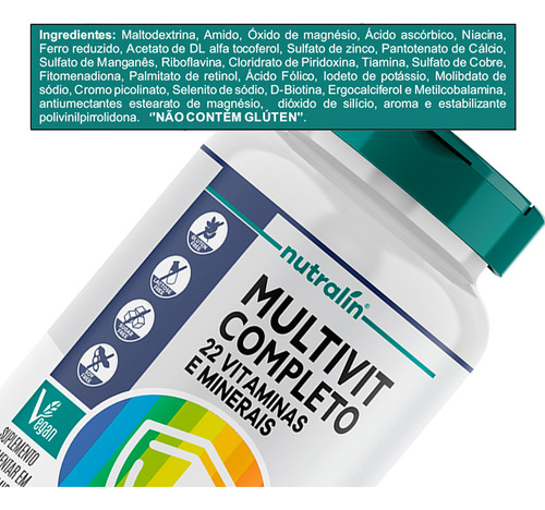 MultivitamĂnico Completo Vitaminas E Minerais 60 Comp.