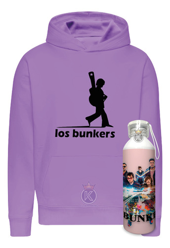 Poleron Los Bunkers + Botella En Aluminio 750ml - Banda Chilena - Estampaking