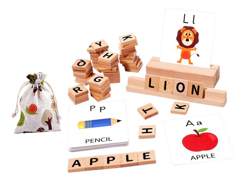 Jogos De Soletrar, Brinquedo De Letras De Madeira Combinando