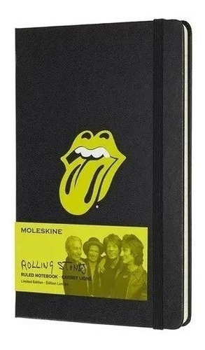 Caderno Moleskine, Rolling Stones, Pautado, Preto, G