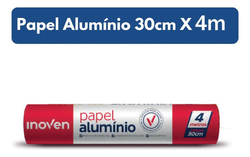 Papel Aluminio Rolo 30cm X 4m Antiaderente Assados Forno