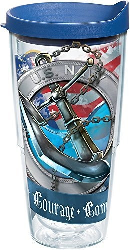 Tervis Navy Anchor Tumbler With Wrap And Blue Lid 24oz, Clea