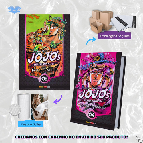 Jojo's Bizarre Adventure Parte 2 Battle Tendency Mangá Vol. 1 Ao 4 Kit Completao Lacrado Em Português