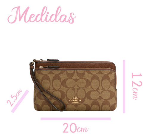 Cartera Coach Mujer Doble Cierre In Signature Canvas Gold