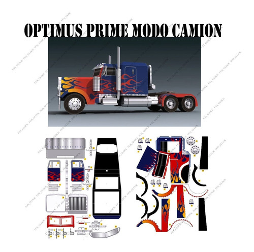 Optimus Prime Transformers Modo Camion Papercraft