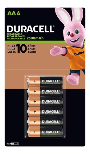 Duracell Rechargeable DX1500 pilas AA pack de seis unidades