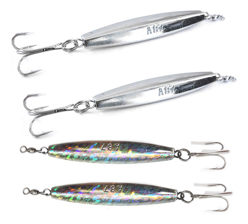 Pescado Wow! 4pcs 8oz Diamond Jigs Chrome Silver Jig + Mylar