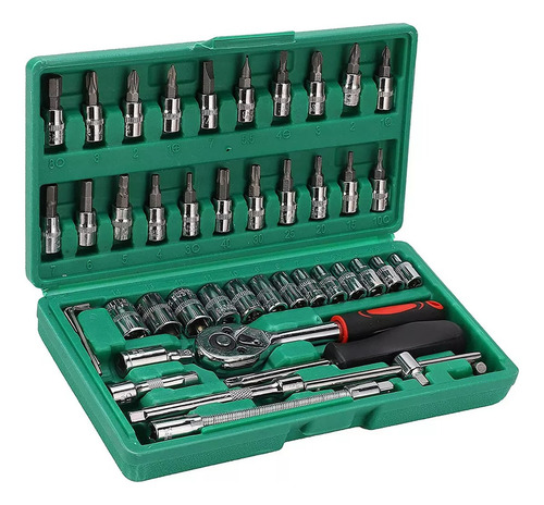 Autocle Juego Herramientas Mecánicas Dados Acerokit Kit 46pc Color Verde
