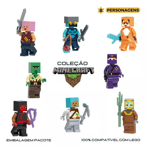 Kit com 4 itens Brinquedo Boneco Minecraft Zumbi, Pólvora, Bloco e Picareta  - LETLOR Shopping Online