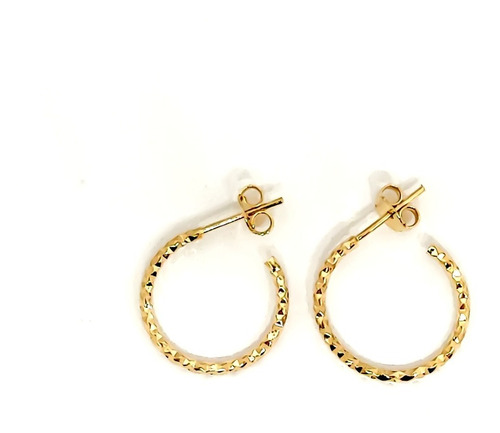 Aros Argollas Diamantada 18mm Enchapado Oro 18k