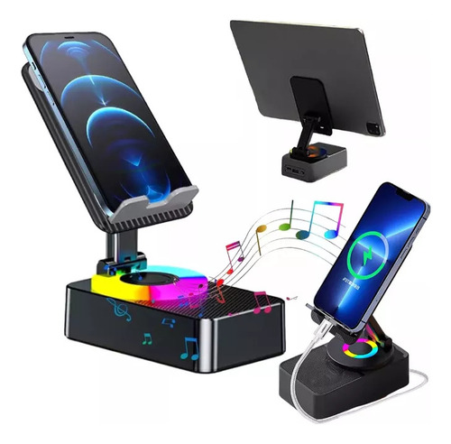 Bocina Bluetooth 2 En 1 Con Soporte Negro