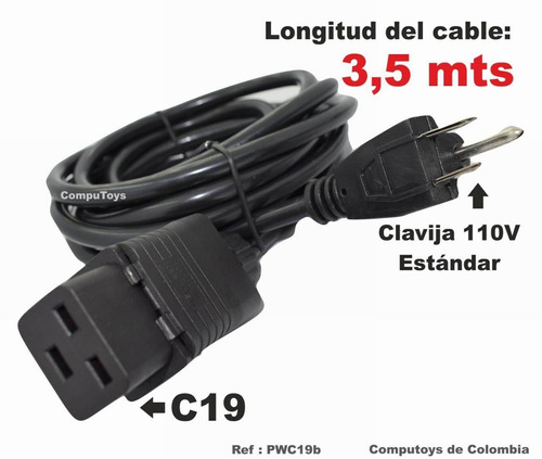 Imagen 1 de 6 de Cable C19 Hembra A Poder Macho Ref: Pwc19b Computoys Sas