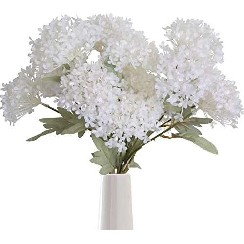 Flores Artificiales De Hortensias Blancas A Granel, 6 Piezas
