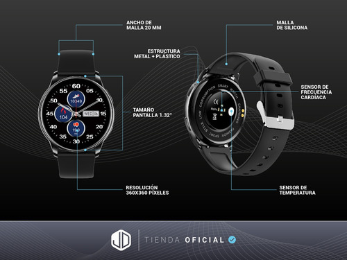 Smartwatch Reloj Inteligente Jd Andes Negro 1.32 Spo2 Cta-*
