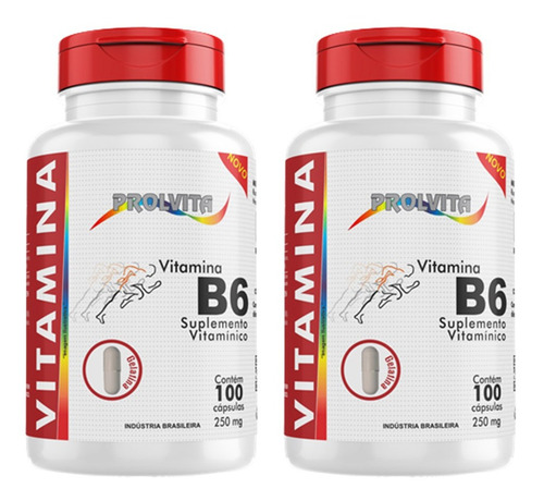 Imagem 2 de 3 de 2 Vitamina B6 (piridoxina) 100 Cápsulas De 250mg (200caps)