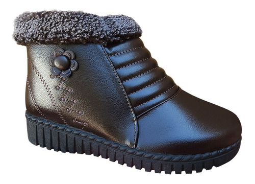 Zapato Mujer Invierno Chiporro Adorno De Flor Marrón - 7153