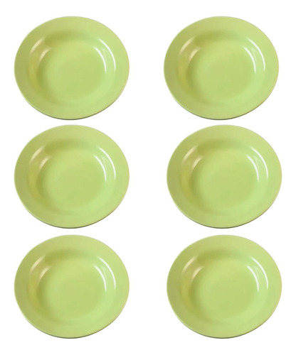 Set 6 Platos Hondos 22cm Pastas Sopa Verdes Donna