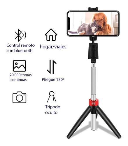 Palo Selfie Con Trípode Y Control Bluetooth Monopod Celular